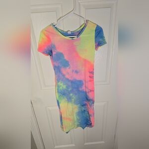 Shein Girls Bodycon Short Sleeve Tie Dye Dress